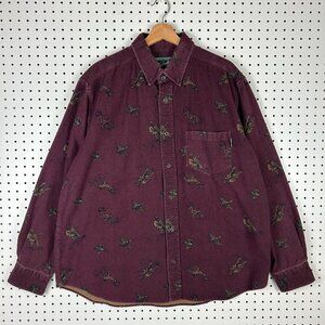 Woolrich Flannel Hunting Long Sleeve Shirt Size XL Maroon Deer Bird Hunting Men